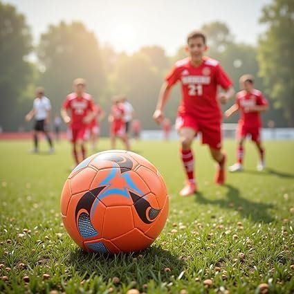 61zae2LQhQL._AC_SX425_.jpg Soccer Ball Size 5 Durable PVC Cover Bright Orange