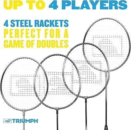 815ypOHLJAL._AC_SX425_.jpg Triumph Sports 4Player Badminton Set with 4 Rackets 3 Shuttlecocks and 1 Carry Case Black