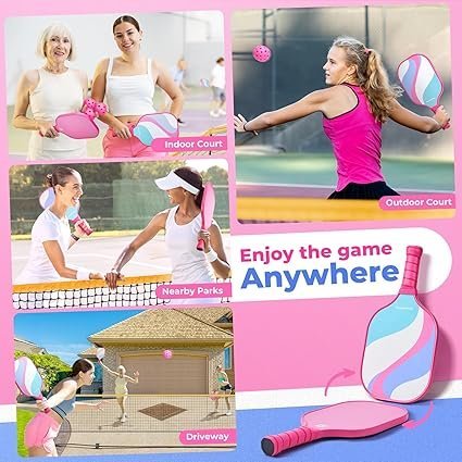81bI6M3OnqL._AC_SX425_.jpg Pink Pickleball Paddles Set of 2 Cute Lightweight Fiberglass Surface